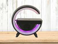 Lampka Led RGB Gamingowa Ładowarka Indukcyjna Głośnik Bluetooth Czarna