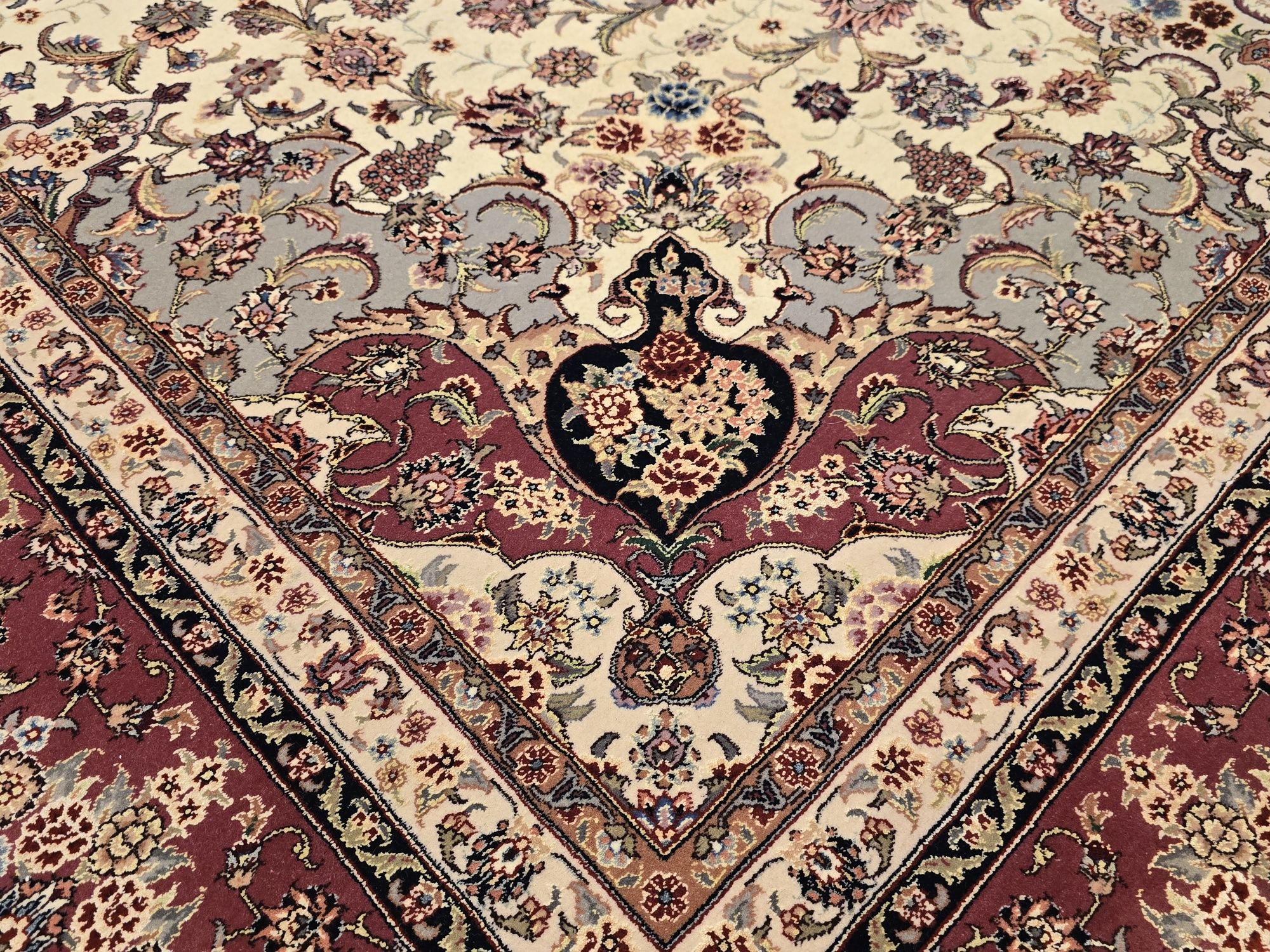 Tabriz 70 Raj Persja  310 # 200 z jedwabiu i wełny kork perski dywan