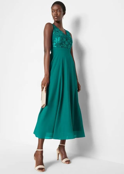 B.P.C sukienka szyfonowa długa zielona z cekinami PREMIUM ^44