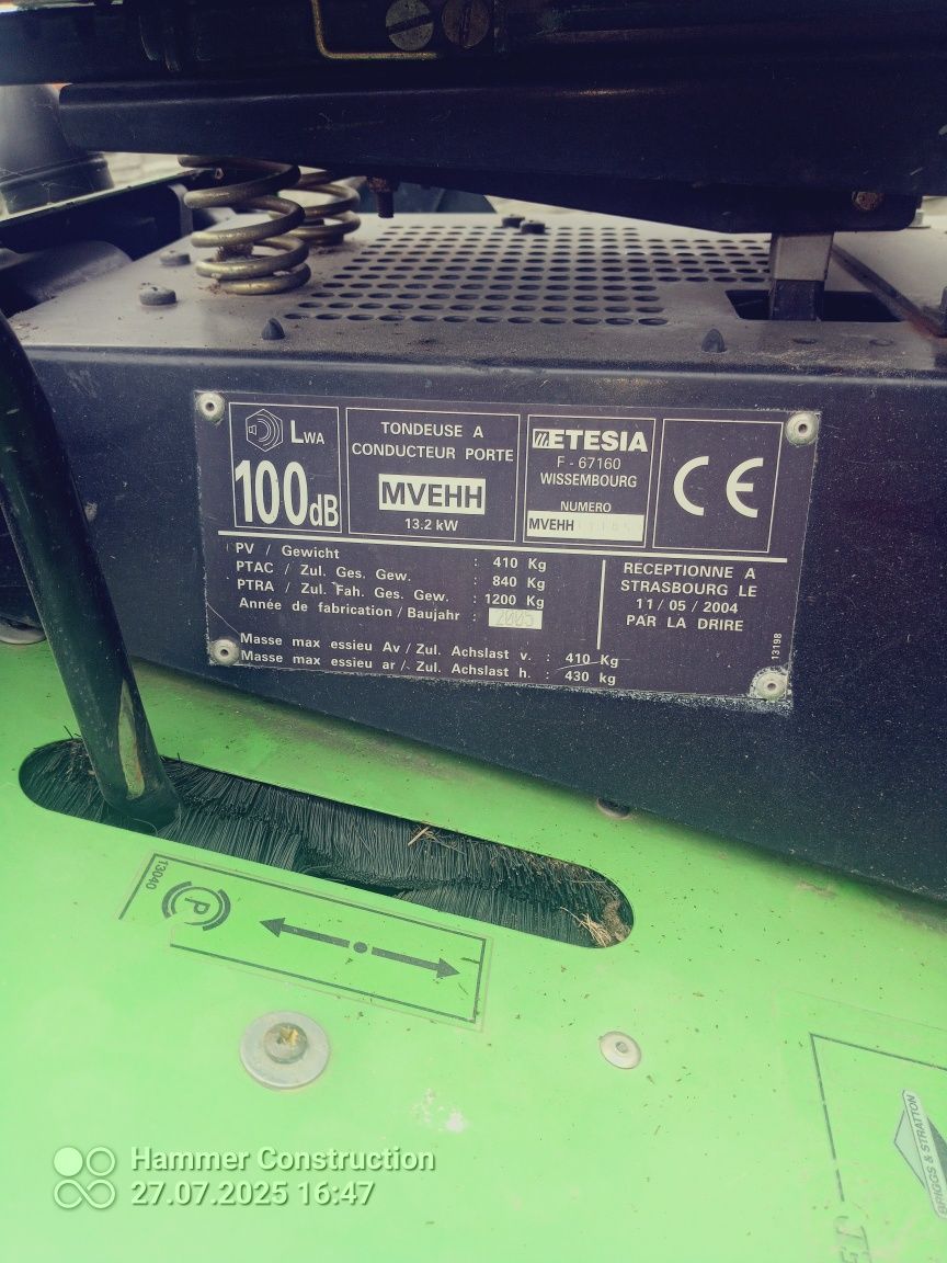 Traktorek kosiarka Etesia hydro 100