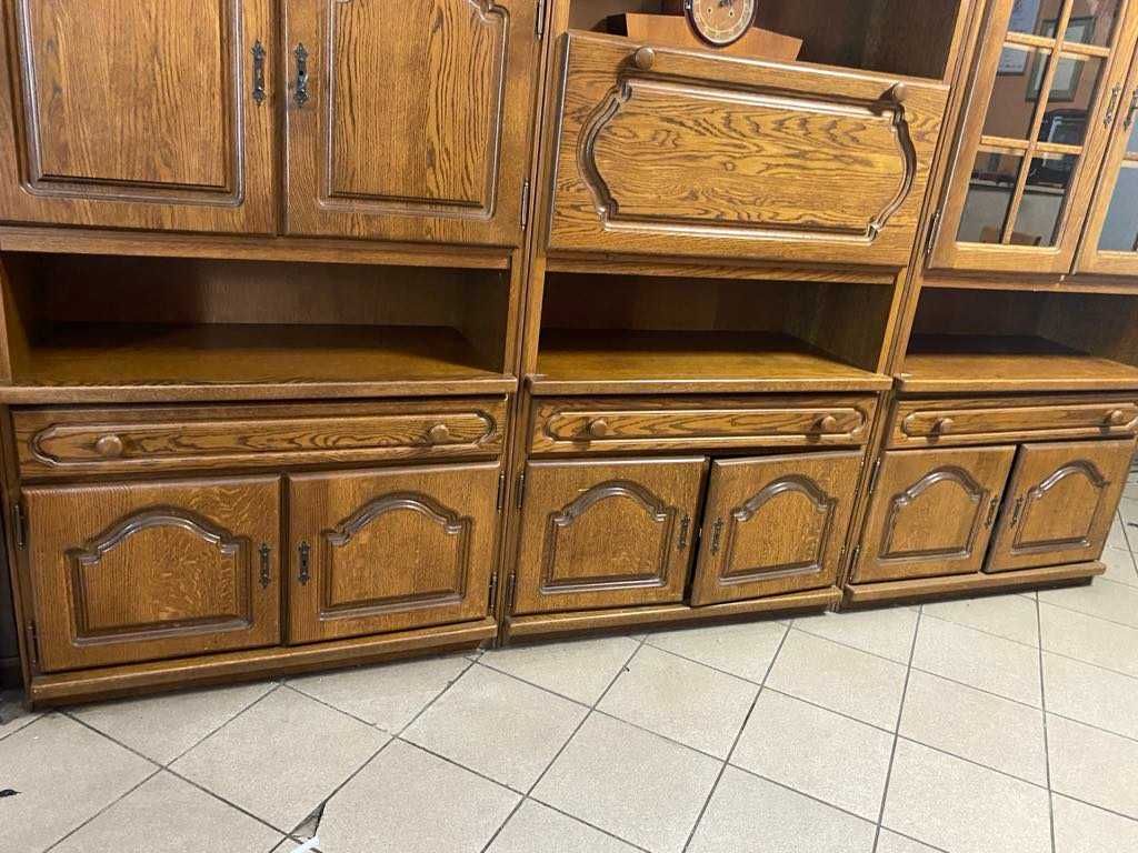 Meblościanka podświetlana meble do salonu pokoju kolor dąb rustikal