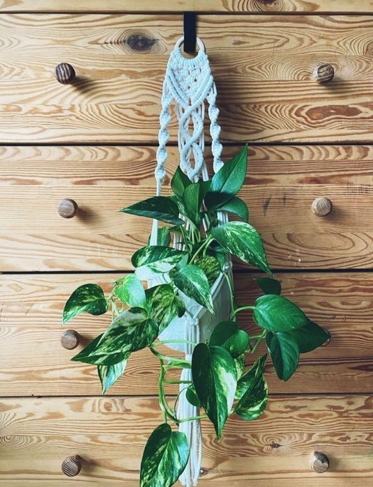 Kwietnik makrama handmade wzór diament