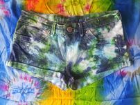 Krótkie spodenki tie dye Moto Topshop hippie psychodel S-M