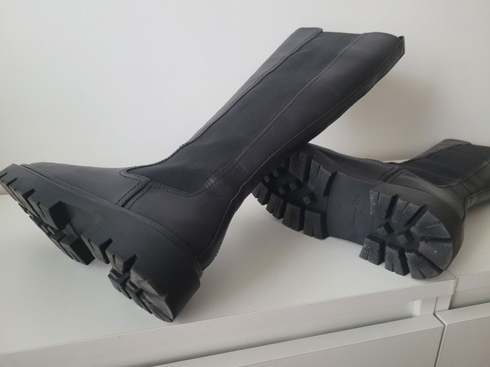 Nowe kozaki buty Massimo Dutti 37 gruba podeszwa zima klasyczne skórza