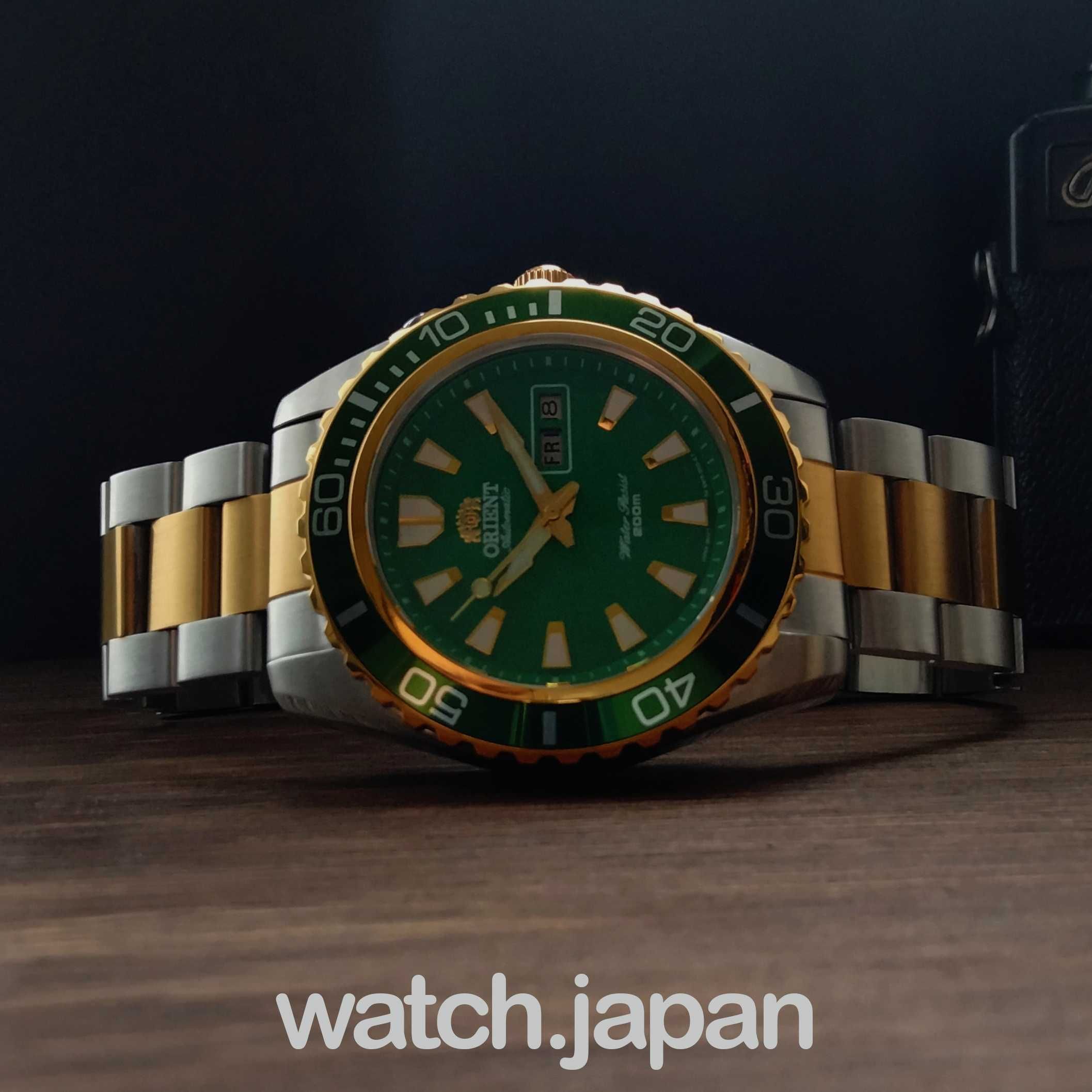 Часы - Годинник дайвер Orient Mako XL Gold Green + Коробочка