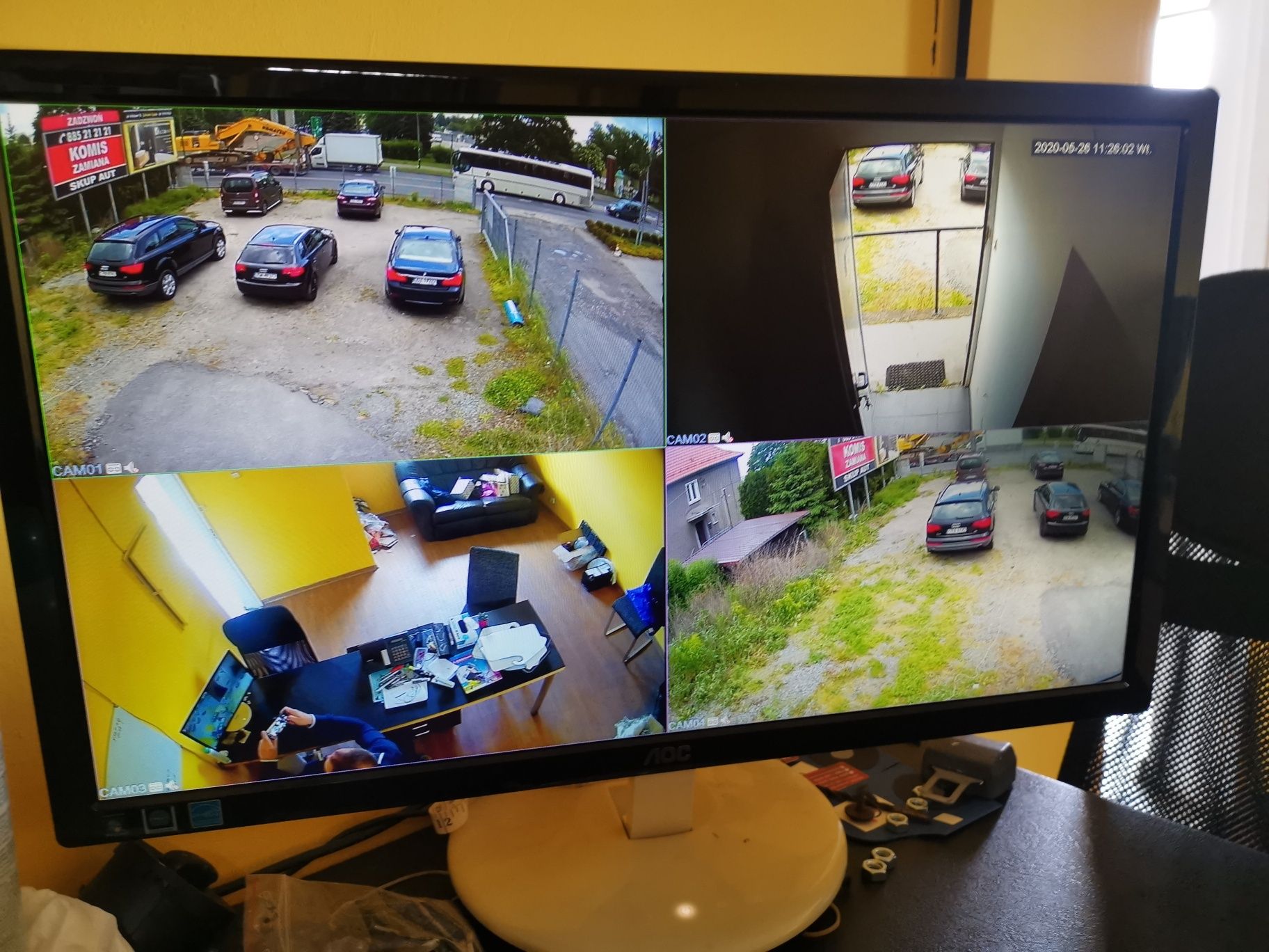 Monitoring firmy domu 4kamery dysk monitor zestaw podczerwień