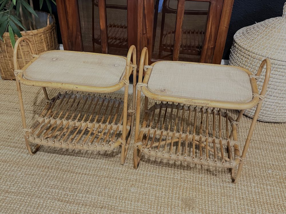2 mesa, apoio, cabeceira, aparador, bambu, acacia, area, rusticas