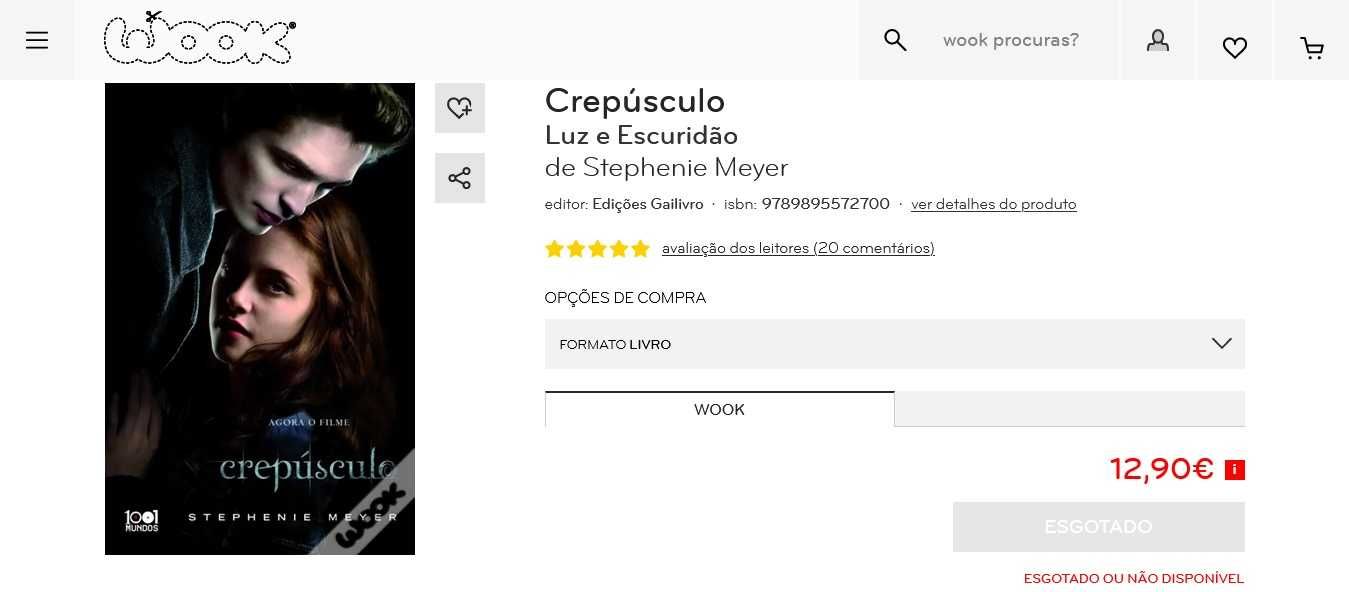 Livro "Crepúsculo", de Stephenie Meyer (Como NOVO!)