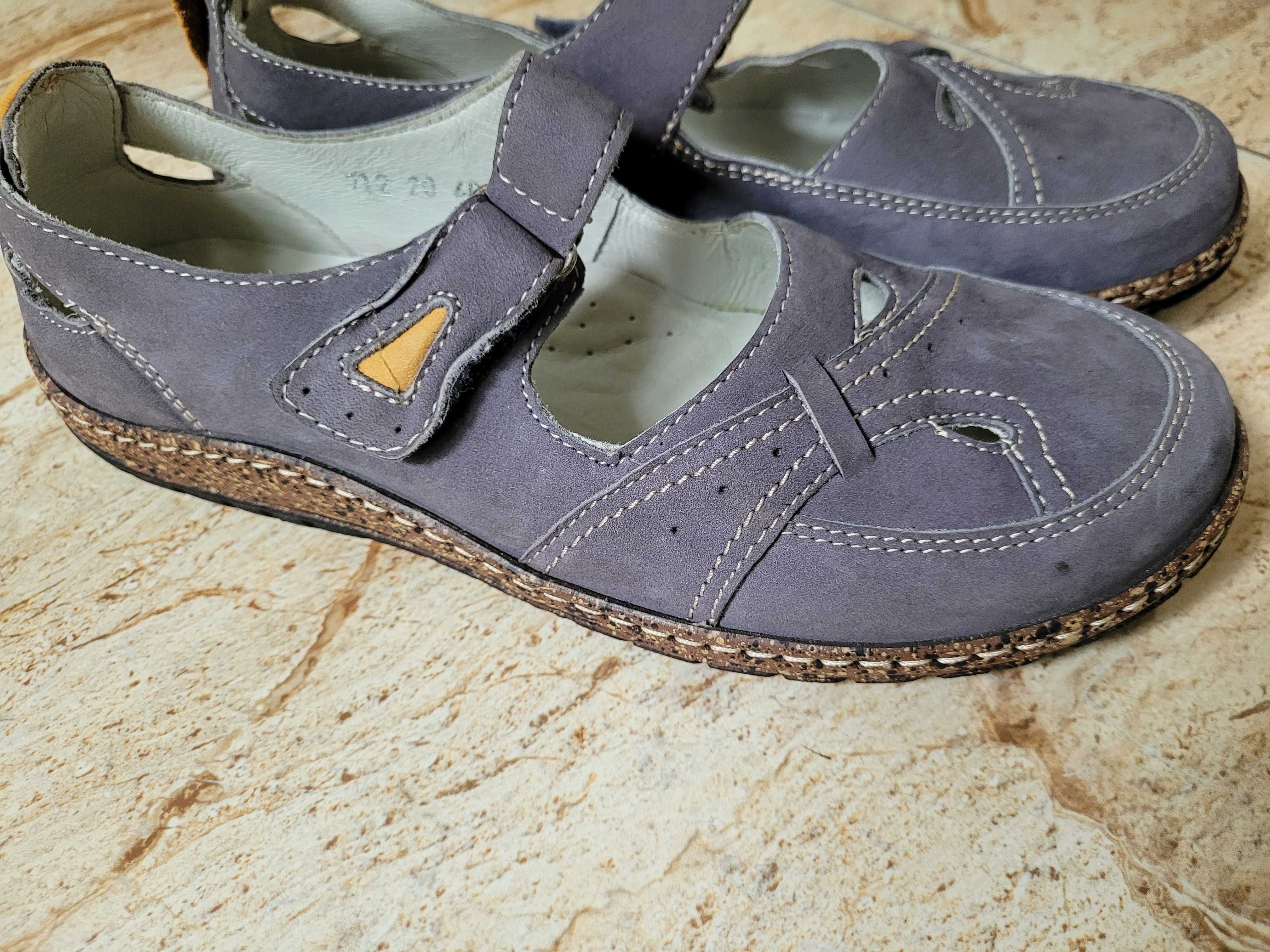 Skórzane buty półbuty damskie - rozm. 39 / 40