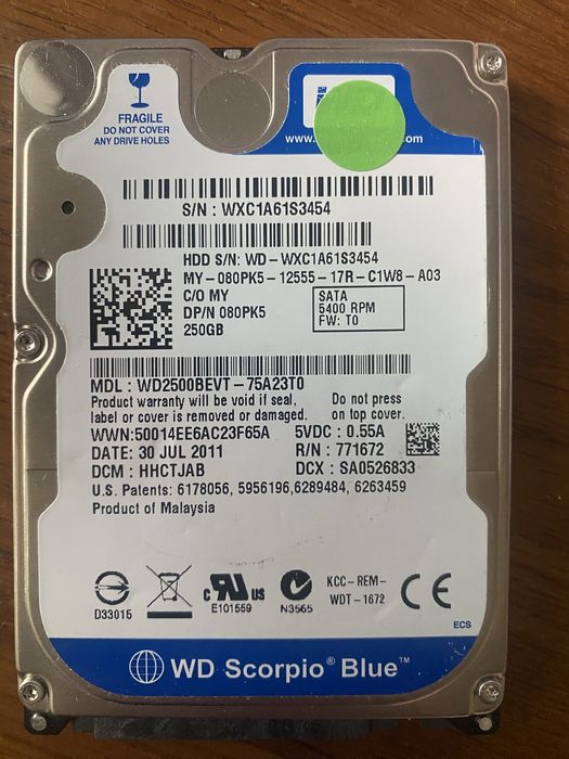 Жестий диск для ноутбука