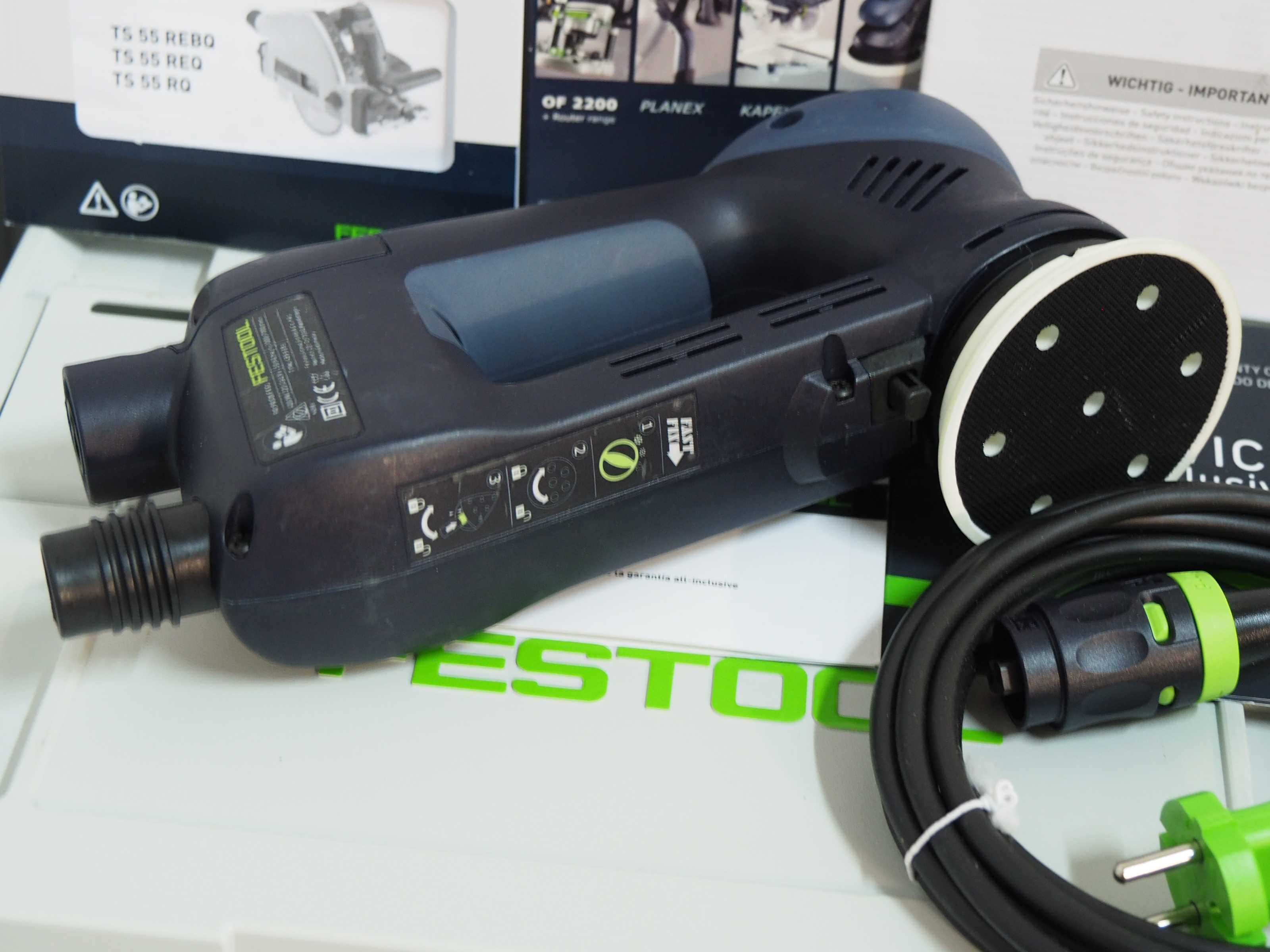 Zestaw szlifierka FESTOOL RO 90 DX FEQ +kabel 4m Bez walizka Nowa