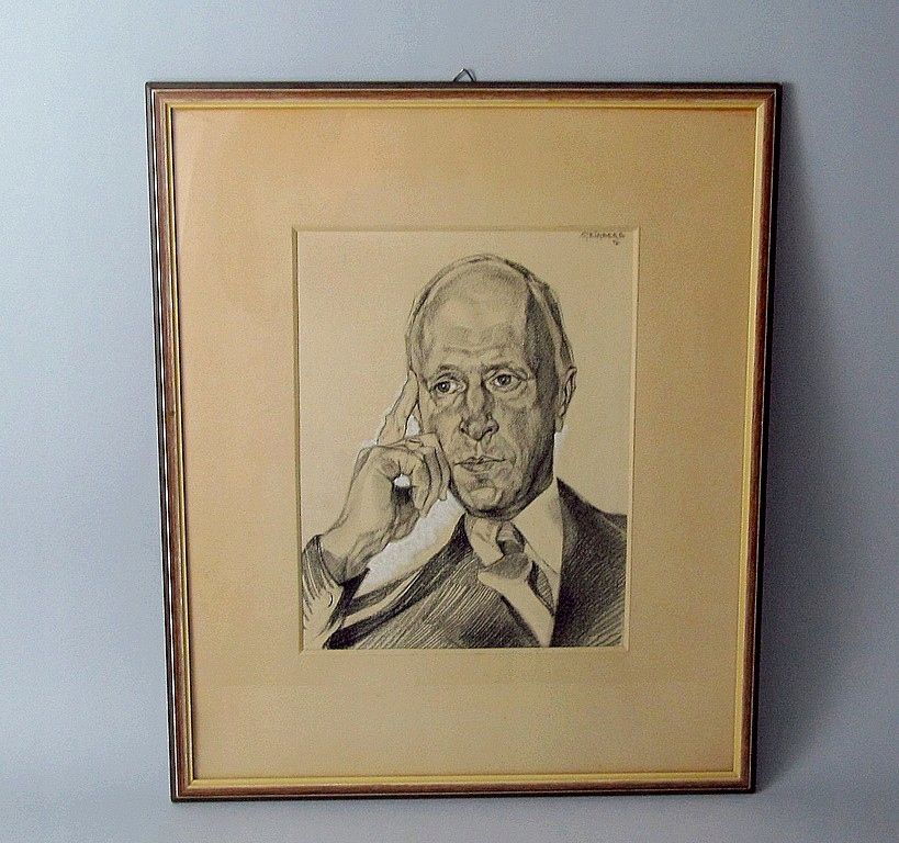 sygnowany portret mężczyzny rysunek 1940 steinberg
