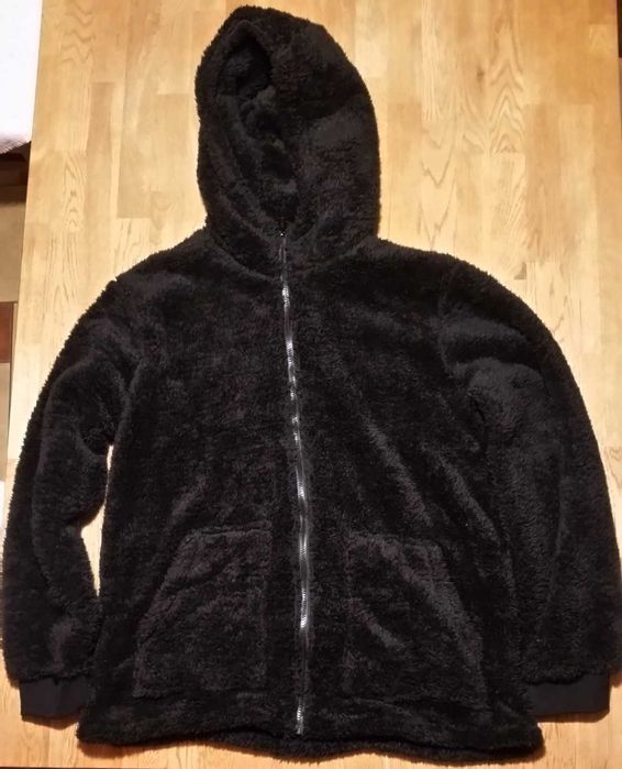 SHERPA MIŚ oversized bluza kurtka z kapturem L XL XXL czarna polar 3XL