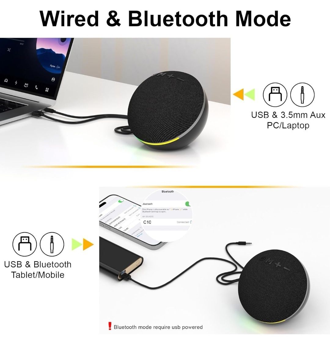 SOULION C10 Głośniki komputerowe Bluetooth z 4 trybami Kolorowe światł