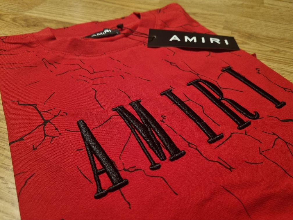 Amiri koszulka męska t-shirt czerwona rozm.L grafika