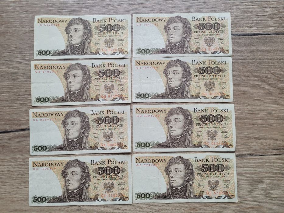 Zestaw banknotów z PRL 5000,1000, 500 zł,  103 sztuki obiegowe ,gratis
