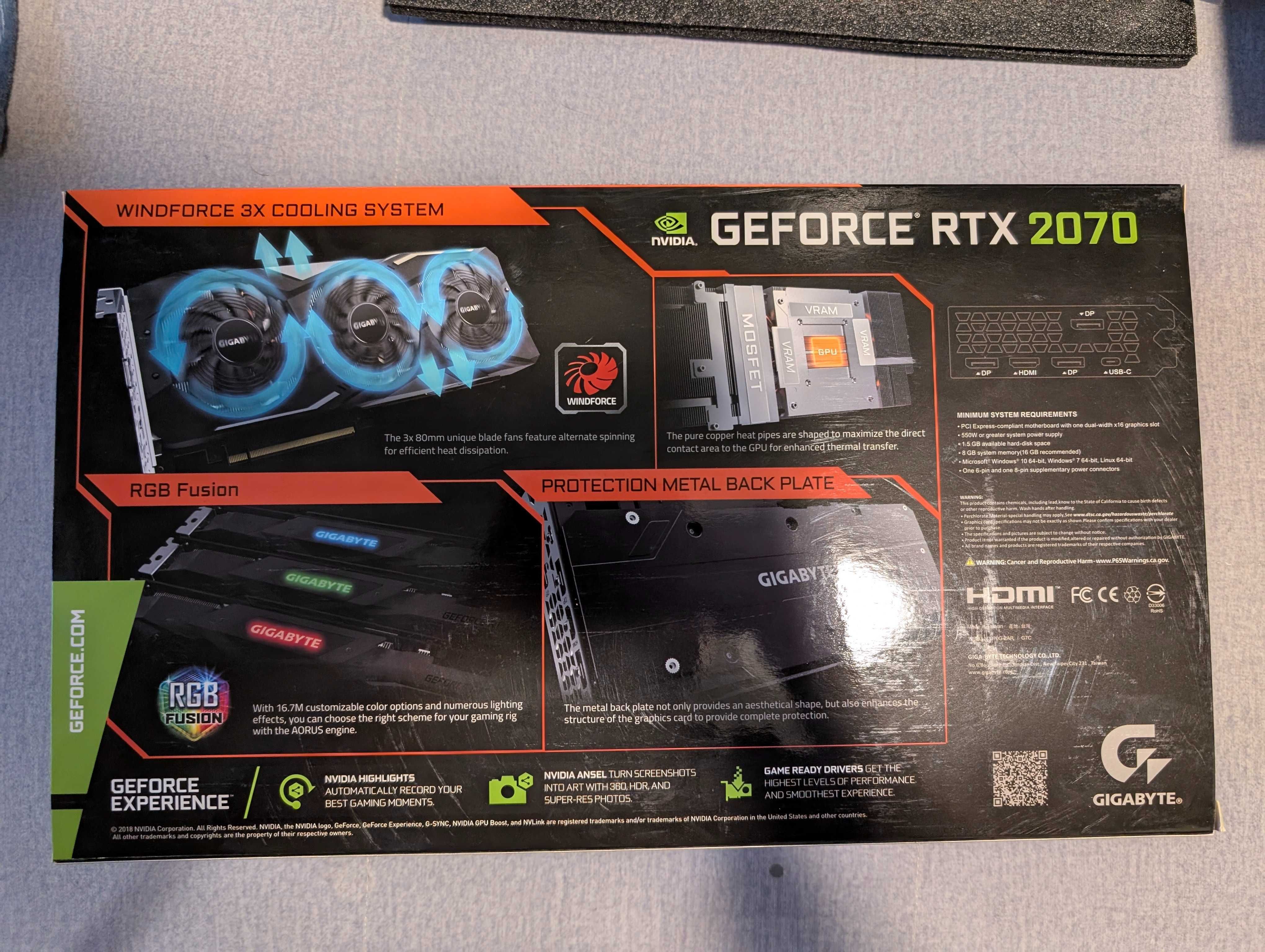Karta graficzna NVIDIA Gigabyte GeForce RTX 2070 GAMING 8G GDDR6