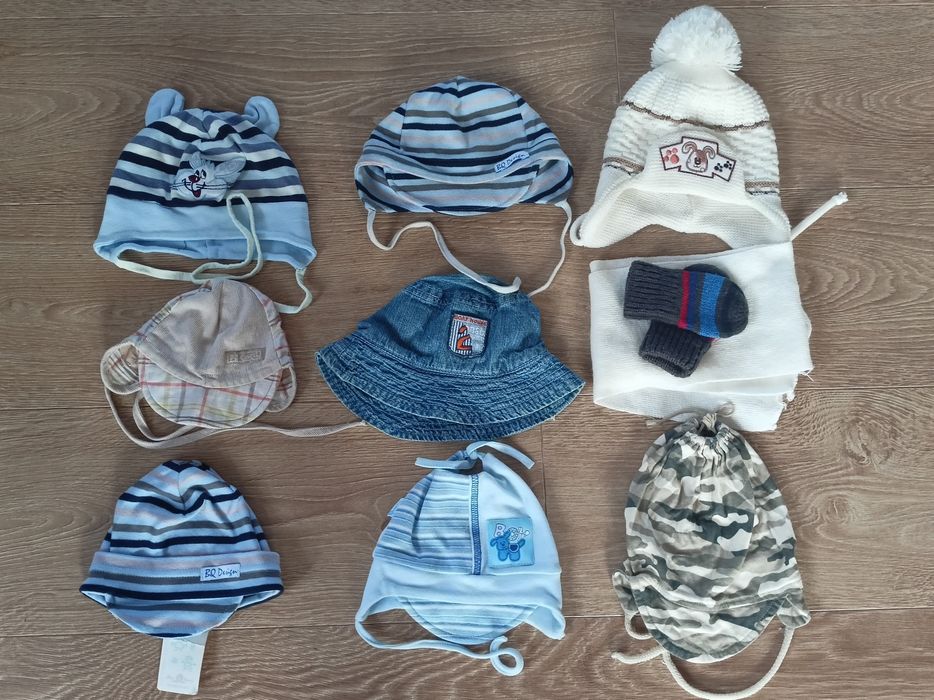 Czapeczki dla niemowlaka chłopca zestaw rozmiar 38 do 44