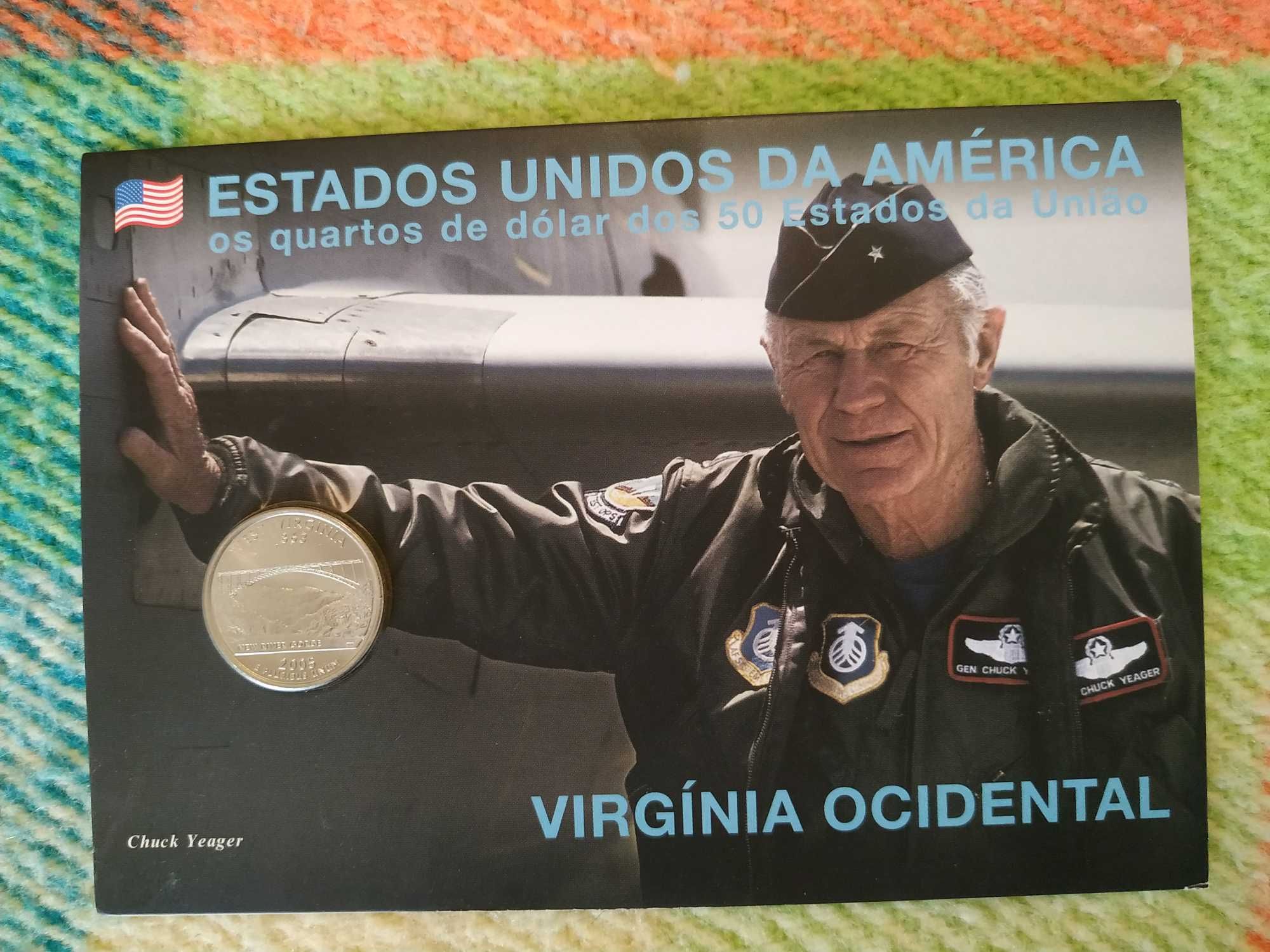 EUA - moeda de 1/4 de dólar de 2005 Virgínia Ocidental - coincard