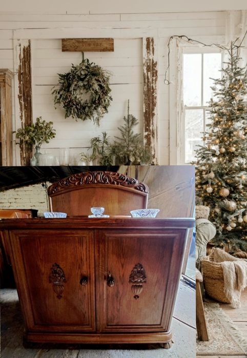 Kredens dębowy z wysuwanym blatem