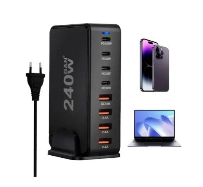 Многопортовое зарядное устройство на 240 W с подставкой