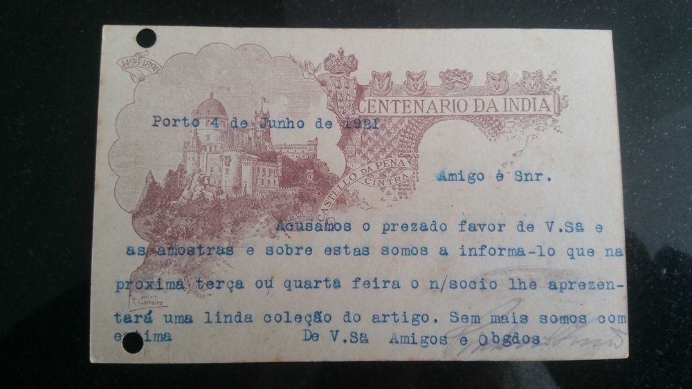 Filatelia selos Portugal Bilhetes Postais Centenário da Índia 1898
