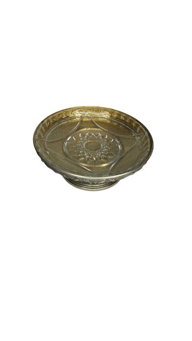 Patera metalowa ze szklanym wkładem w stylu secesja B093020