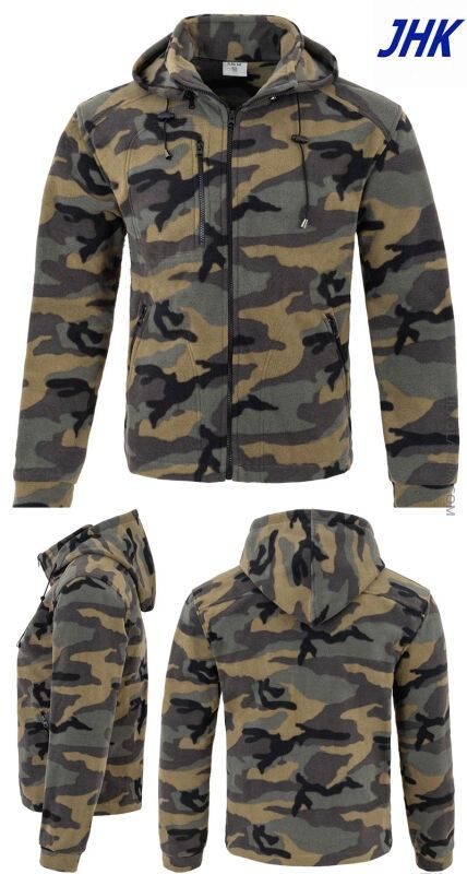 Bluza polarowa męska Moro Camouflage z kapturem 9 rozmiarów wojskowa
