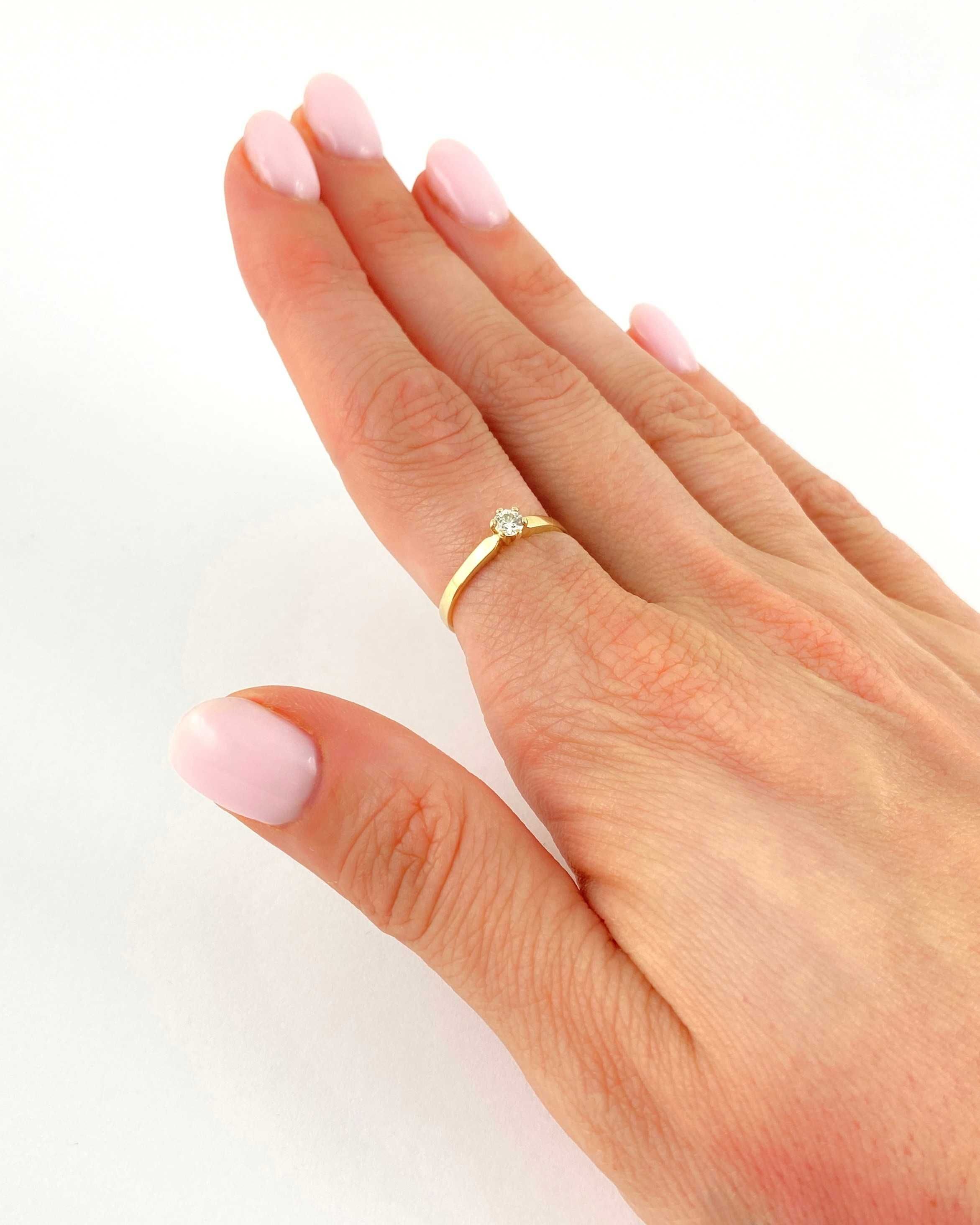 Piękny ZŁOTY pierścionek DIAMENT brylant 0,15ct PR. 585 (14K) rozm. 12