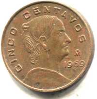 Mexico 1969 - Mexican Cinco Centavos Coin