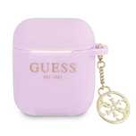 Etui Guess Silicone Charm 4g Collection na AirPods 1/2 - fioletowe