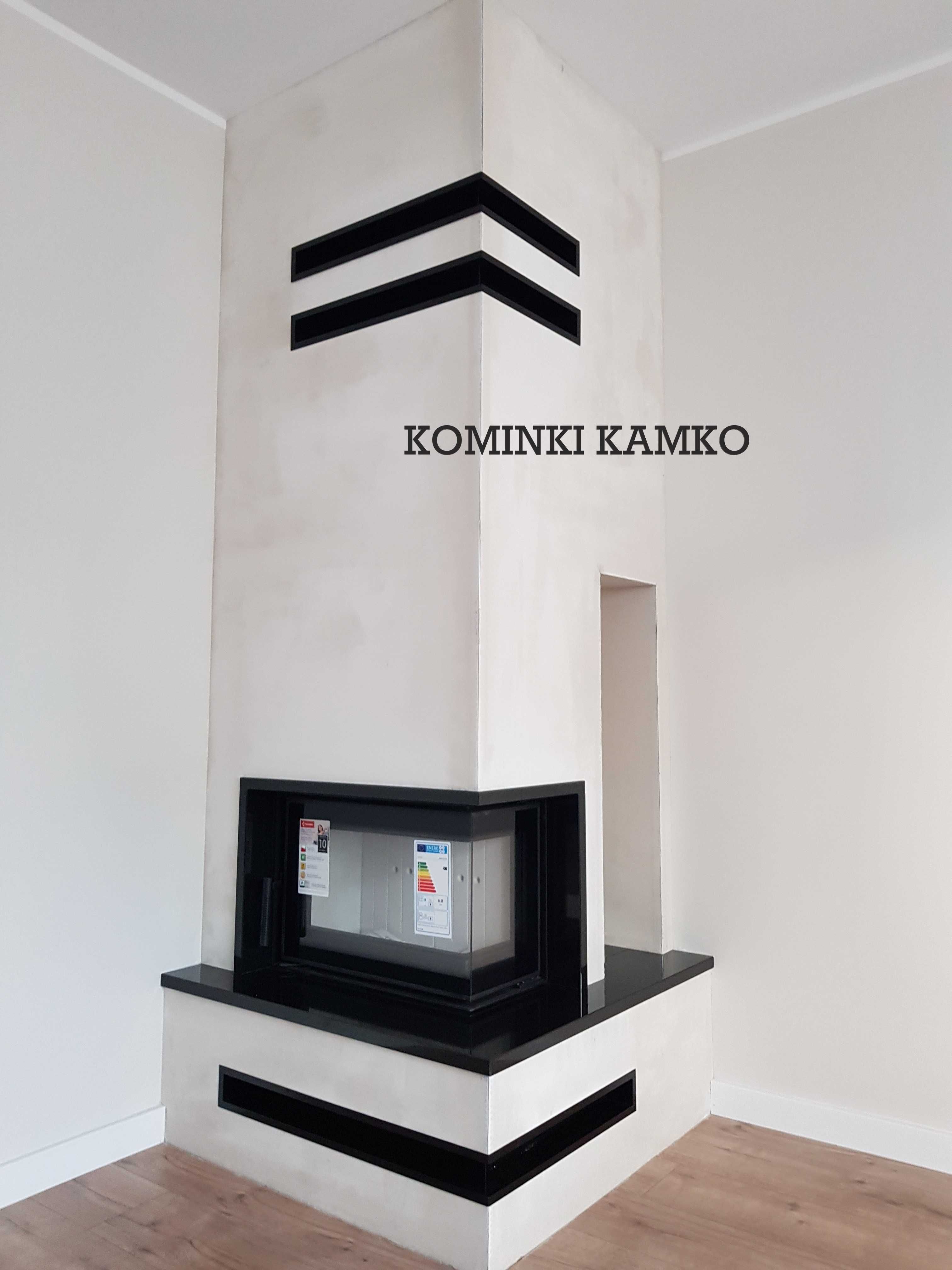 Kominki Kamko - wkład narożny Kratki Simple stalowy 6kW + zabudowa.