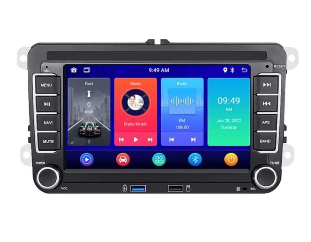 Rádio 2 DIN Android VW + 2 GB RAM + 32 GB ROM + carplay e Android Auto