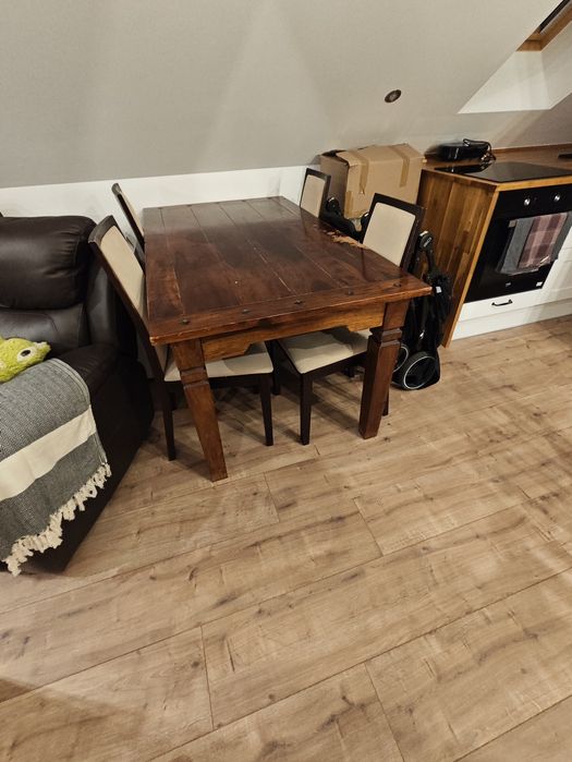 Meble Almi Decor Kolonialne Łóżko Stolik Nocny Witryna  Komoda Stół