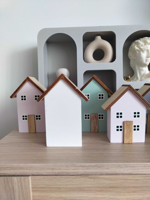 Domek Kamieniczka drewniane pastelowe