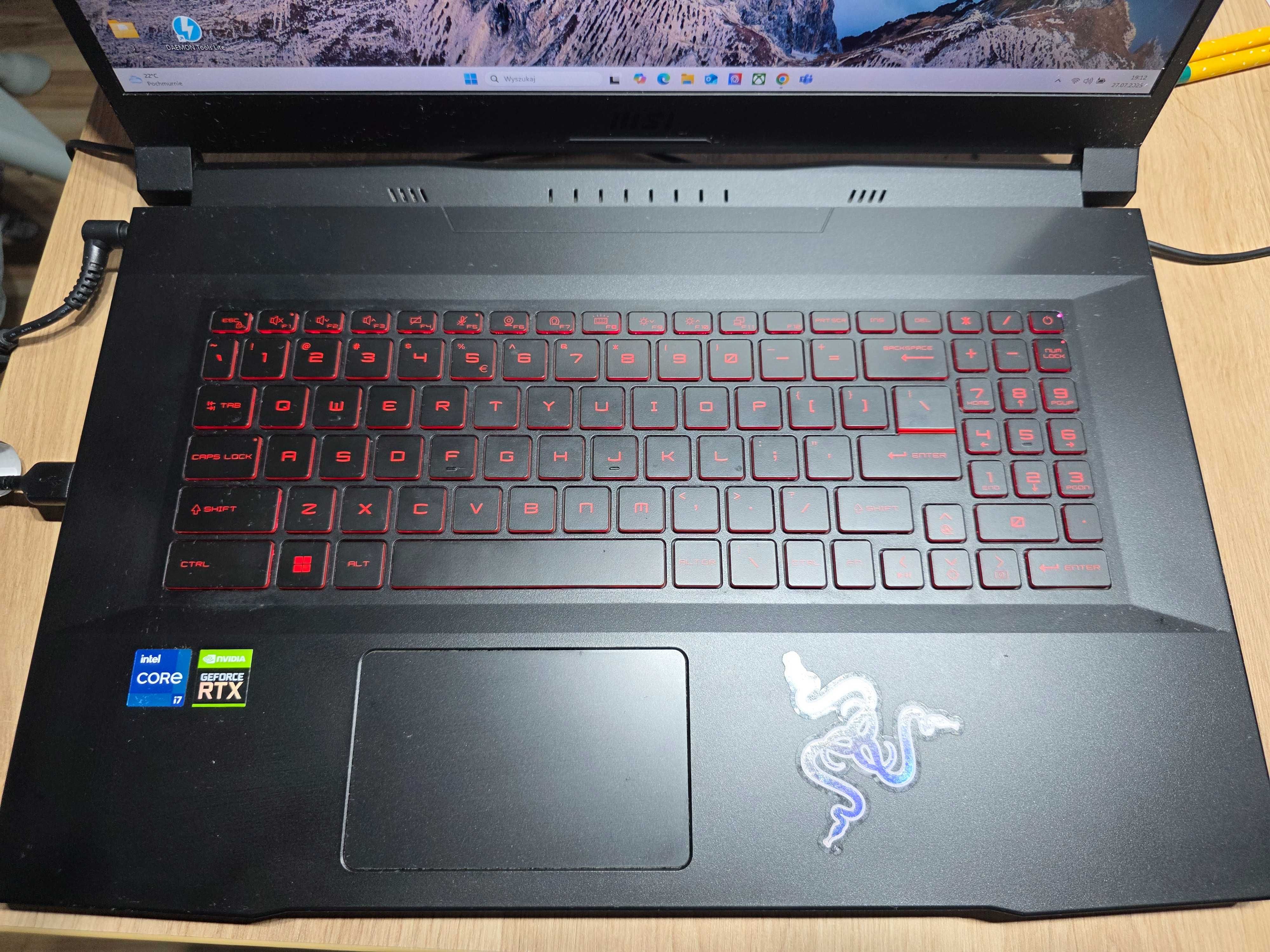 Laptop MSI Katana GF76 i7 11th gen. 16gb ram DDR4 RTX 3050Ti 512gb SSD