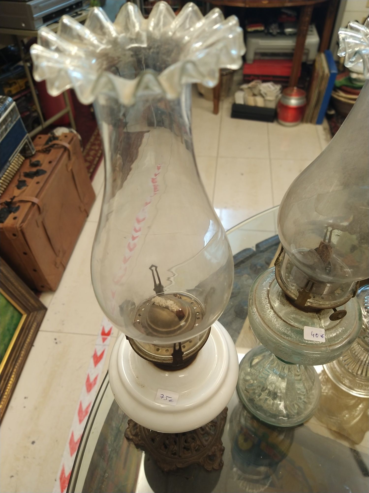 Lote 16 Candeeiros antigos a petróleo e de ficha - vintage