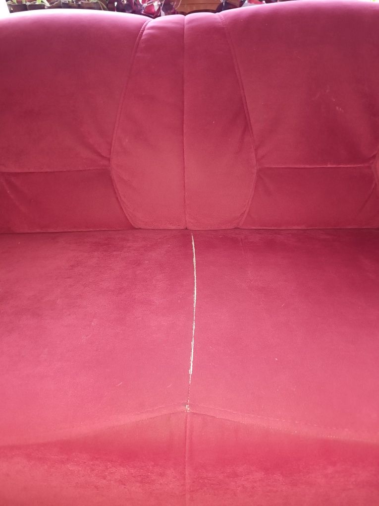 Sofa rozkladana, bordowa