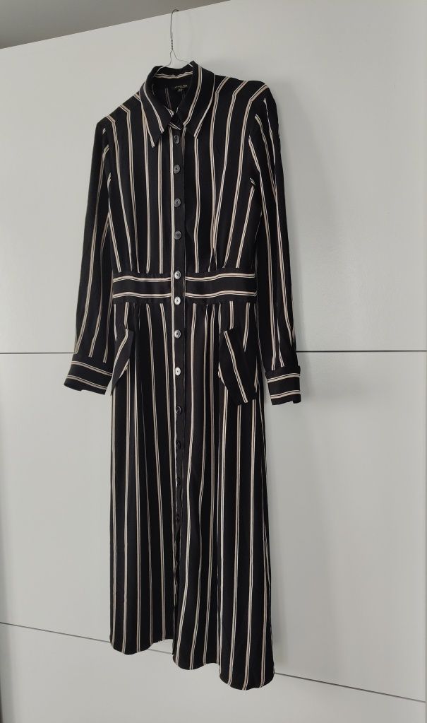 Sukienka Massimo dutti 36 S wiskozowa midi w paski na guziki