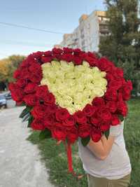Букет из 51, 101 розы и опт.,цветы, доставка Днепр