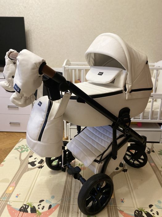 Дитяча Коляска 2 в 1 Kidex K-Style Diamond White Handle Brown