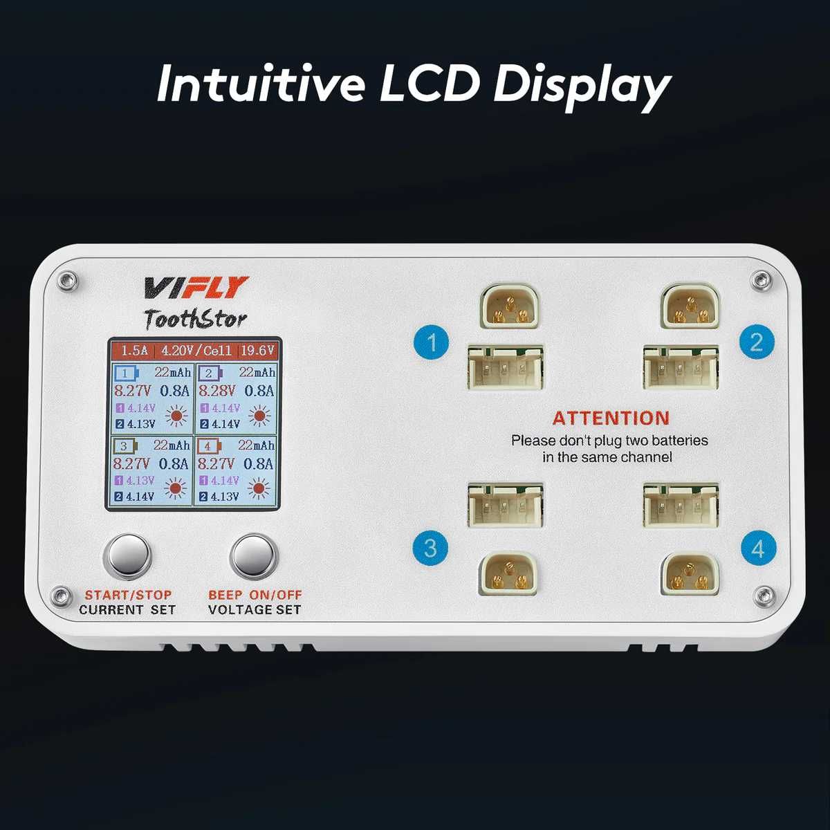 VIFLY ToothStor - 4 Port 2S Balance Charger with Storage Mode