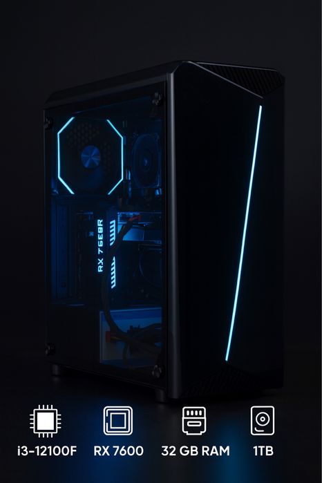 Ігровий пк i3 12100f / RX 7600 / DDR4 32 gb