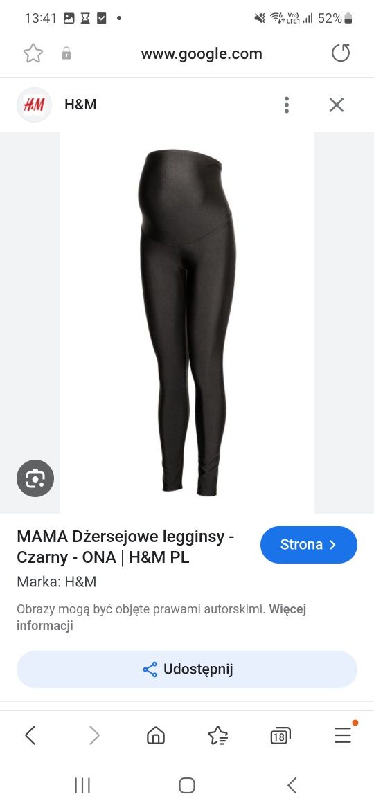 Spodnie leginsy legginsy dżersejowe H&M Mama r.L
