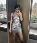 Sukienka cekiny sequin dress srebrna sukienka S