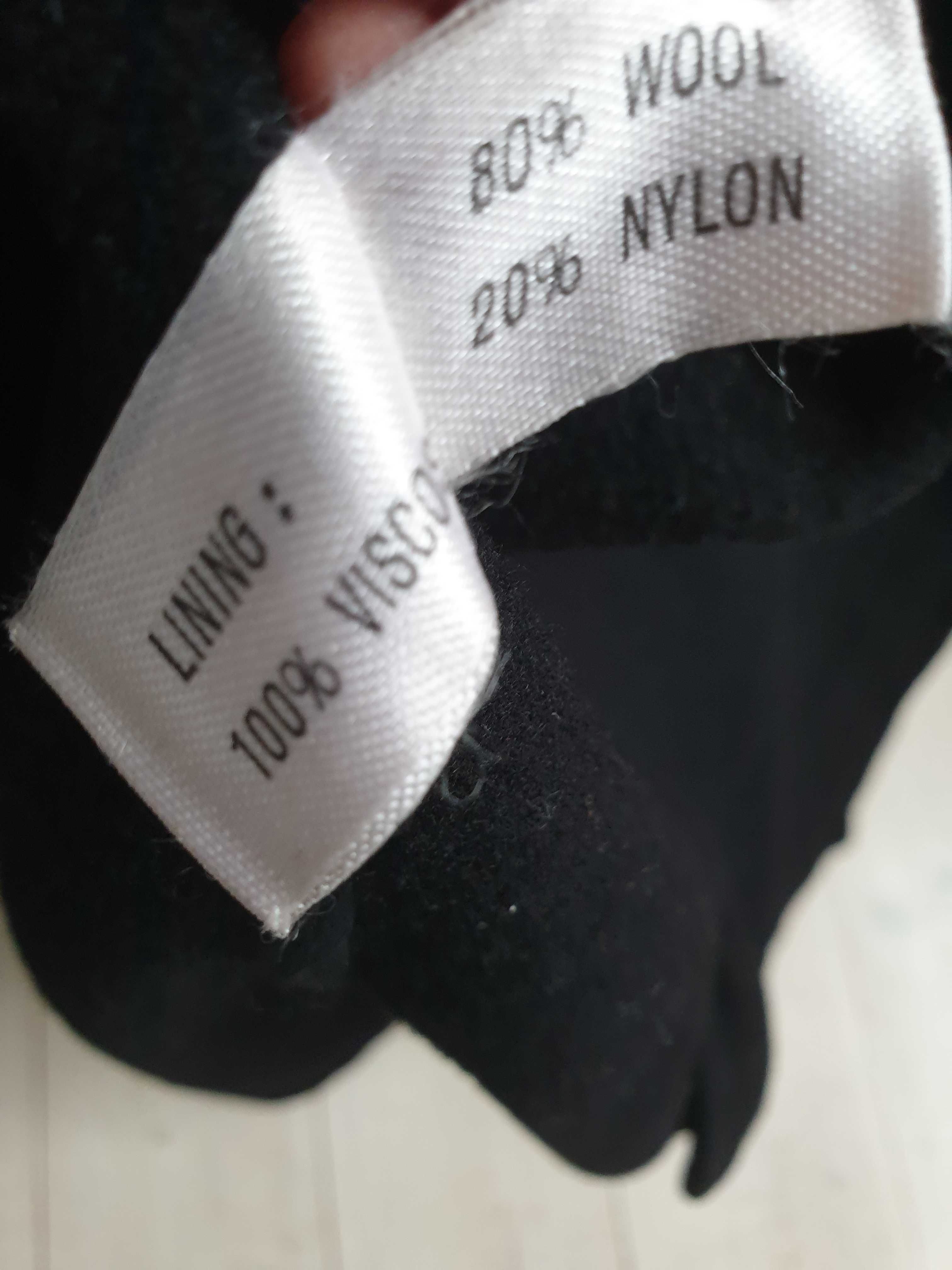 Wełniany włoski płaszcz kurtka vintage czarny 44 Meseglise oversize