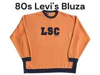 80s Vintage Retro Pomarańczowa Bluza Bez Kaptura z Lat 80 Levis XL