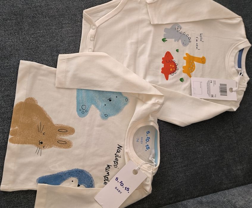 Nowy komplet zestaw niemowlęcy body i bluzka r.74