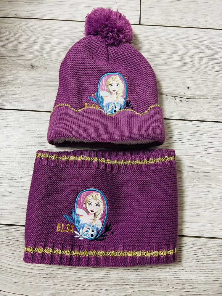 Komplet czapka zimowa i komin Elsa Kraina Lodu
