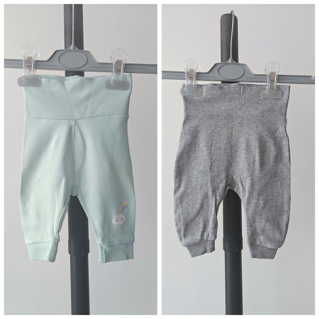 Leginsy legginsy dziewczynka 50 56 lupilu gładkie paka 2 bawełna